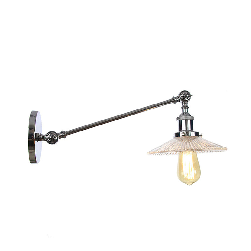 Avtoit | Clear Ribbed Glass Bronze/Brass/Copper Wall Mounted Lamp Shade 1 Light Vintage Lighting Fixture, 8"/12" L Arm