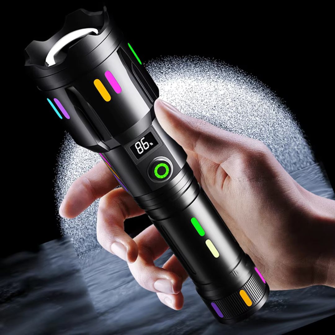 Avtoit | LED Flashlight With Power Display – Rechargeable High-Performance Flashlight With Glass Breaker & USB-C