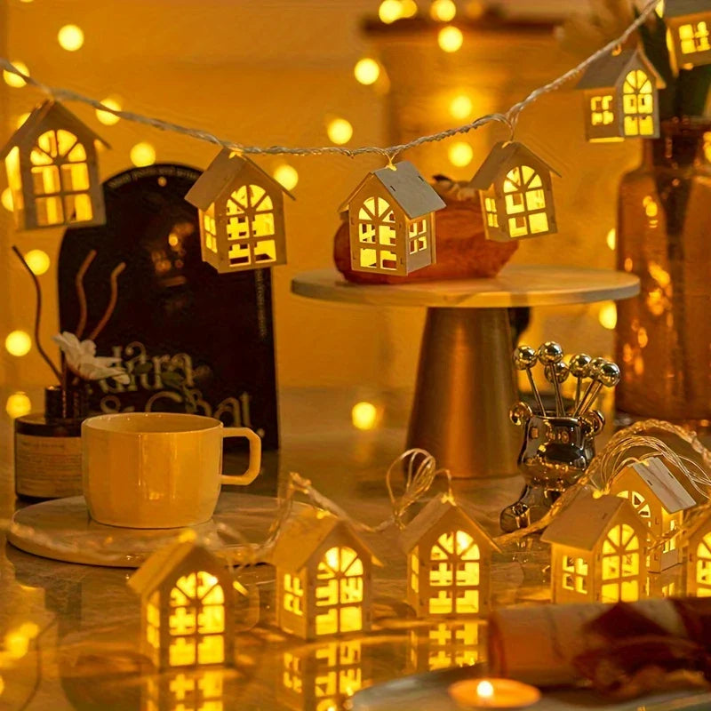 Avtoit | LED fairy lights with mini houses - Decorative Christmas lighting for indoor use