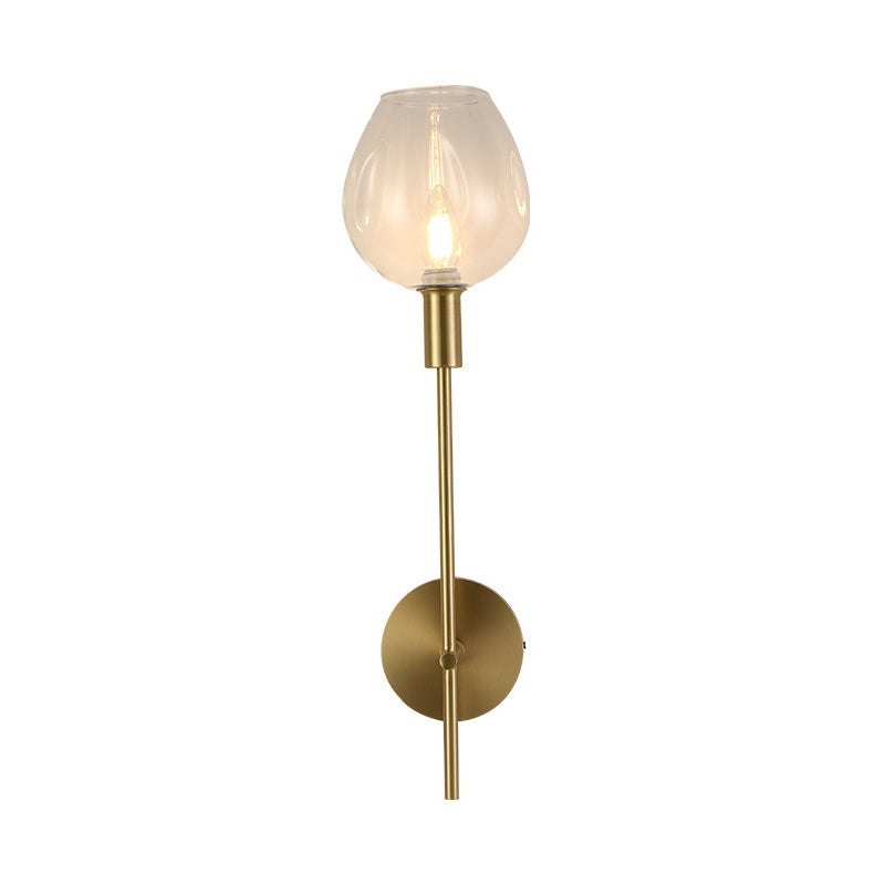 Avtoit | Clear Glass Cup Wall Light Modern 1 Head Wall Mounted Lamp in Gold with Metal Pencil Arm