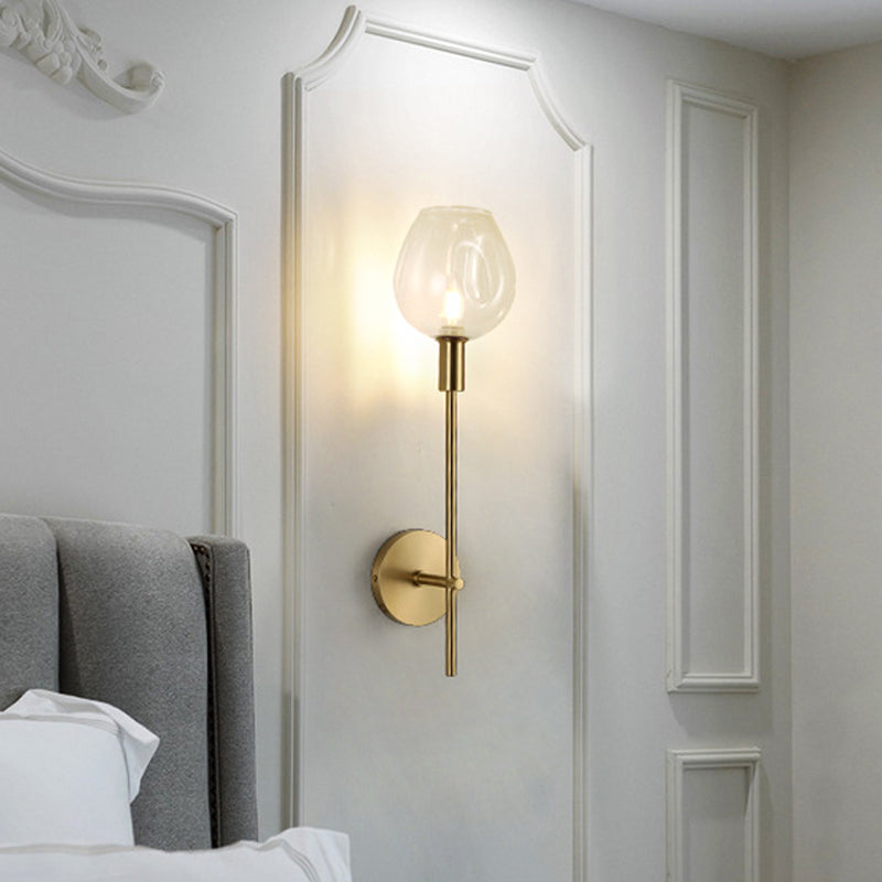 Avtoit | Clear Glass Cup Wall Light Modern 1 Head Wall Mounted Lamp in Gold with Metal Pencil Arm