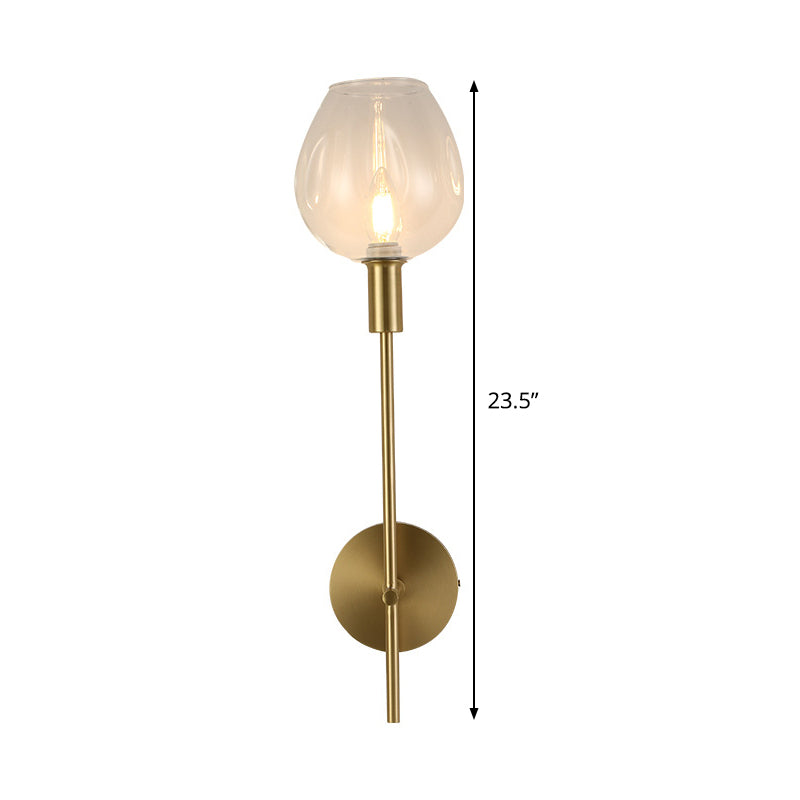 Avtoit | Clear Glass Cup Wall Light Modern 1 Head Wall Mounted Lamp in Gold with Metal Pencil Arm