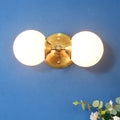 Avtoit | Spherical Wall Lamp Contemporary Milk Glass 2 Heads Wall Mounted Light in Brass