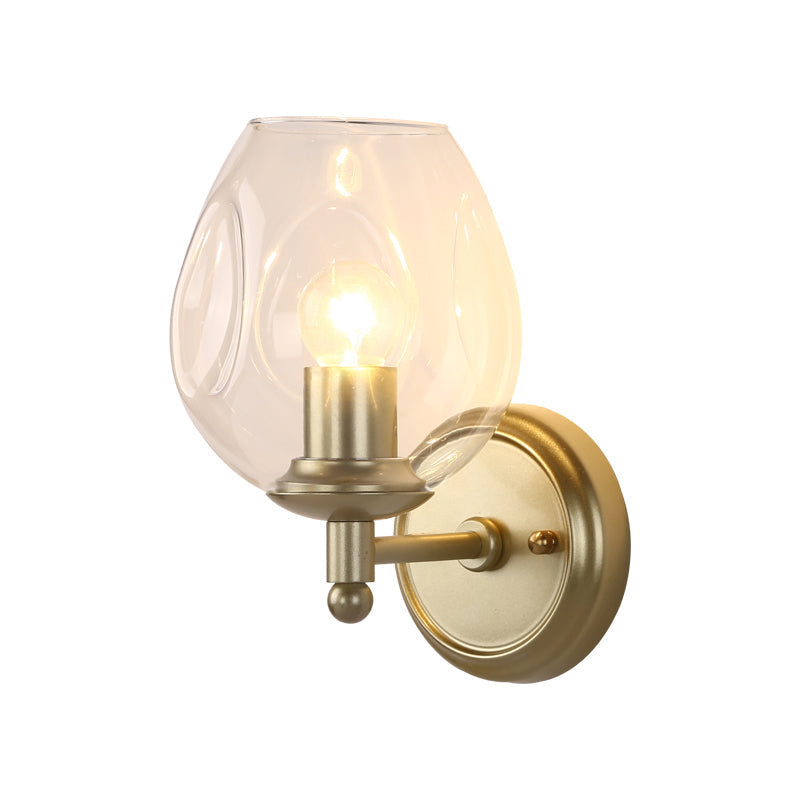 Avtoit | Contemporary wall lamp with clear, curved glass, 1 head, wall mounting, in gold