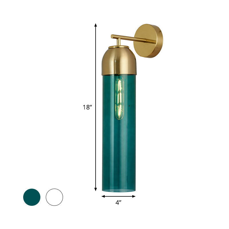 Avtoit | Modernist Tubular Wall Light Cream/Green Glass 1 Head Living Room Wall Lighting with Metal Arm