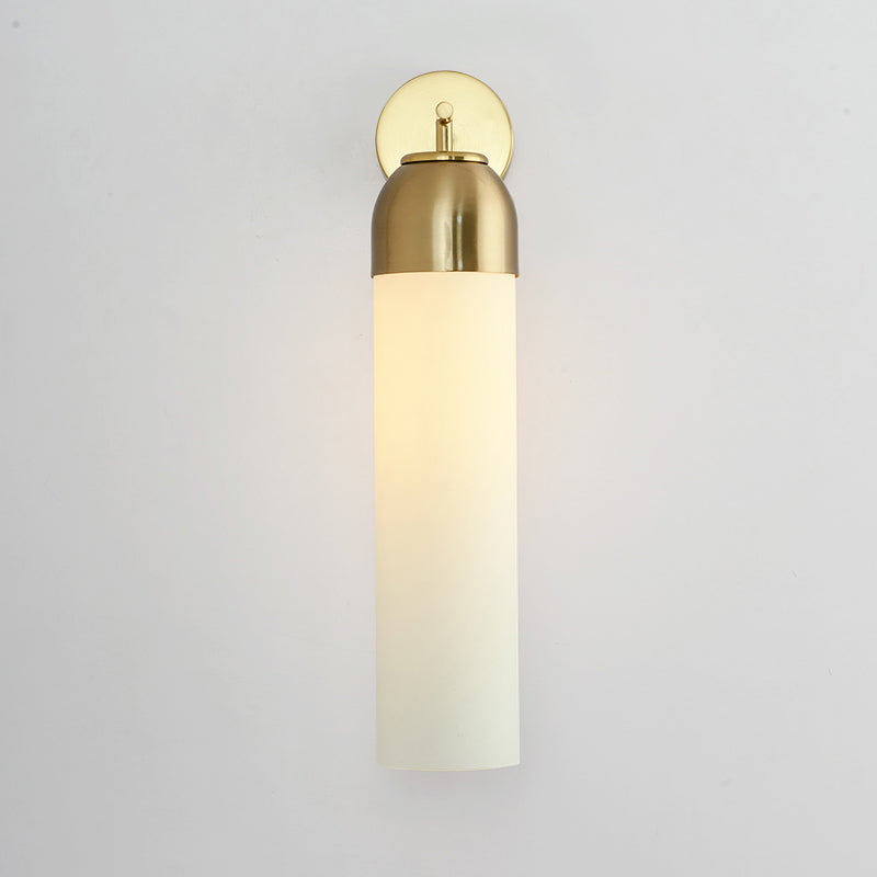 Avtoit | Modernist Tubular Wall Light Cream/Green Glass 1 Head Living Room Wall Lighting with Metal Arm