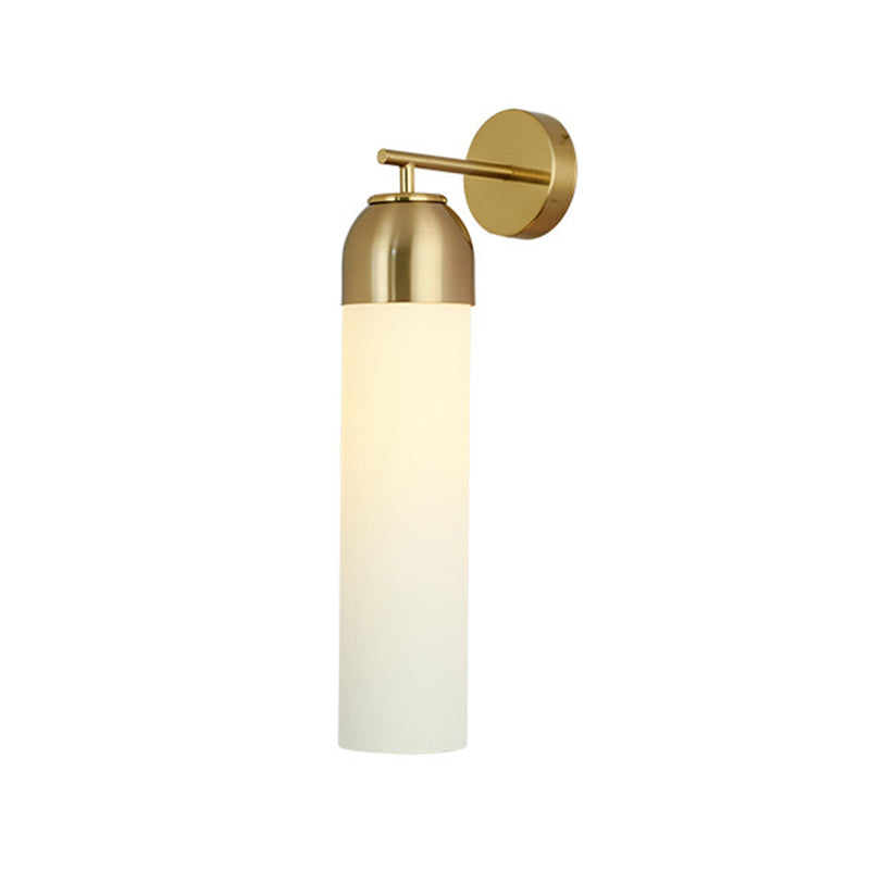 Avtoit | Modernist Tubular Wall Light Cream/Green Glass 1 Head Living Room Wall Lighting with Metal Arm