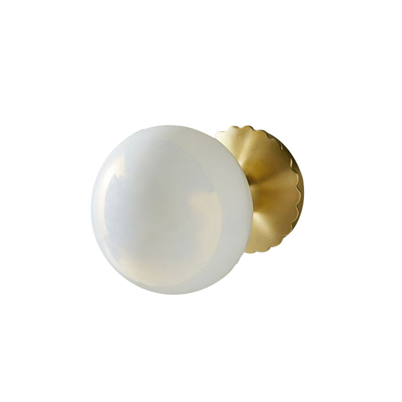 Avtoit | 1 Light Living Room Wall Lamp Minimalist Gold Wall Lamp with Orb Milk Glass Shade