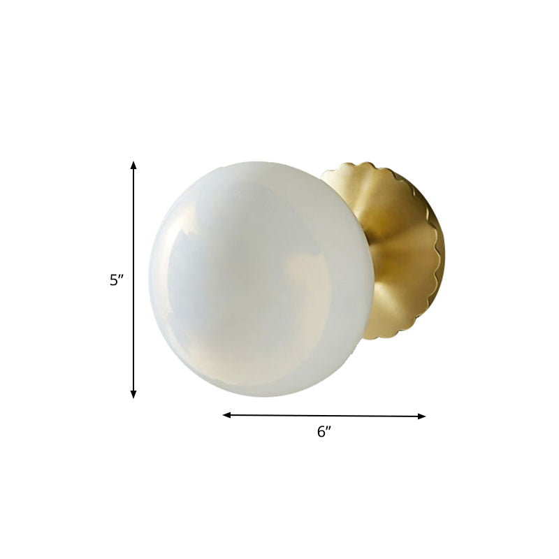 Avtoit | 1 Light Living Room Wall Lamp Minimalist Gold Wall Lamp with Orb Milk Glass Shade
