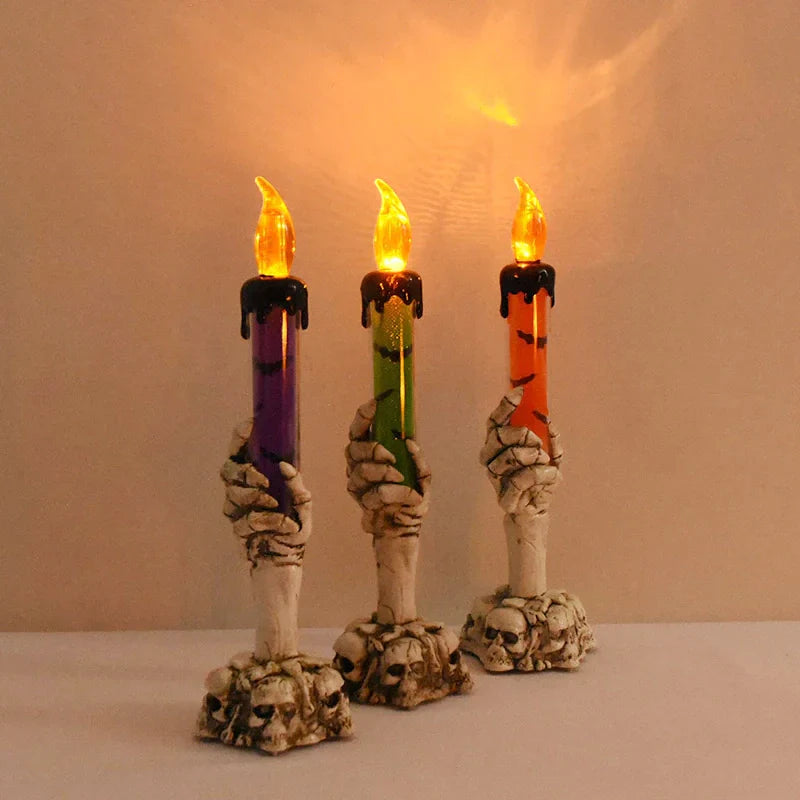 Avtoit | Halloween Ghost Hand Electronic Skeleton Candle Halloween Party Bar Props Decoration Glitter Lamp