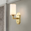 Avtoit | Modernist Cylindrical Wall Lamp Opal Glass 1 Lamp Wall Lighting Fixture in Gold with Metal Arm