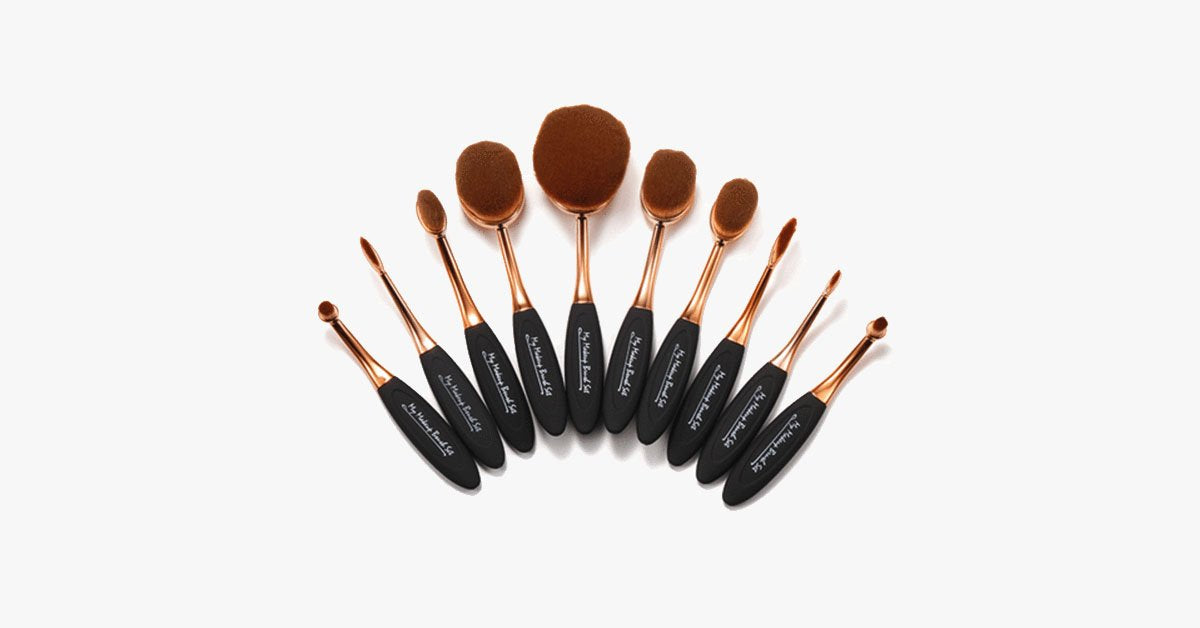 Avtoit | Black and Gold Oval Brush Set