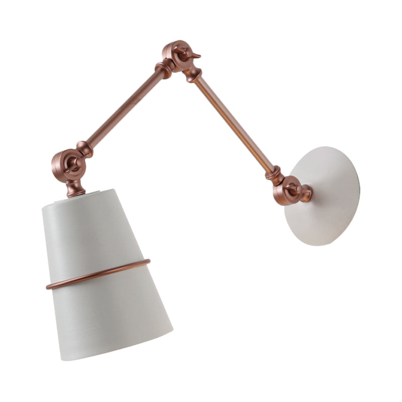 Avtoit | Metallic Conical Wall Light Modernist 1 Head Wall Mounted Lamp in White/Black with Adjustable Arm