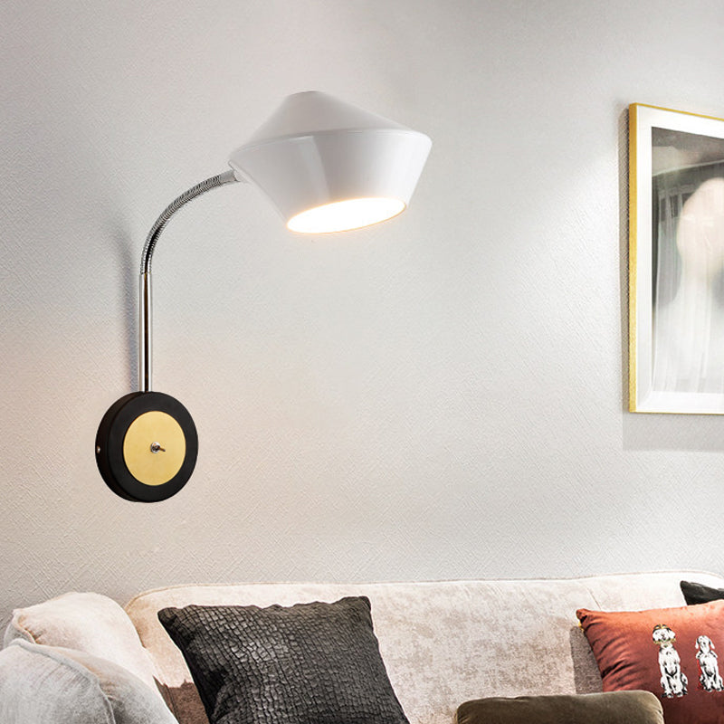 Avtoit | Urn Wall Light Contemporary Metal 1-Bulb Wall-Mounted Lighting in Black and White