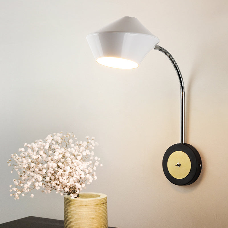 Avtoit | Urn Wall Light Contemporary Metal 1-Bulb Wall-Mounted Lighting in Black and White