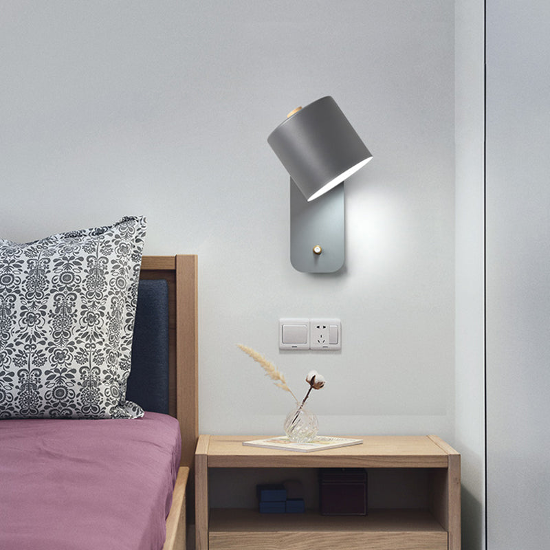 Avtoit | 1 Bulb Tube Wall Sconce Modernist Metal Wall Lighting Fixture in Gray/Green with Rectangular Back Plate