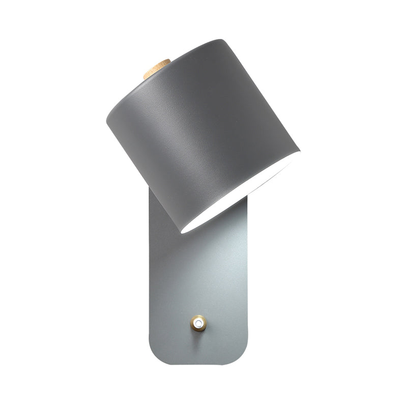 Avtoit | 1 Bulb Tube Wall Sconce Modernist Metal Wall Lighting Fixture in Gray/Green with Rectangular Back Plate