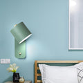 Avtoit | 1 Bulb Tube Wall Sconce Modernist Metal Wall Lighting Fixture in Gray/Green with Rectangular Back Plate