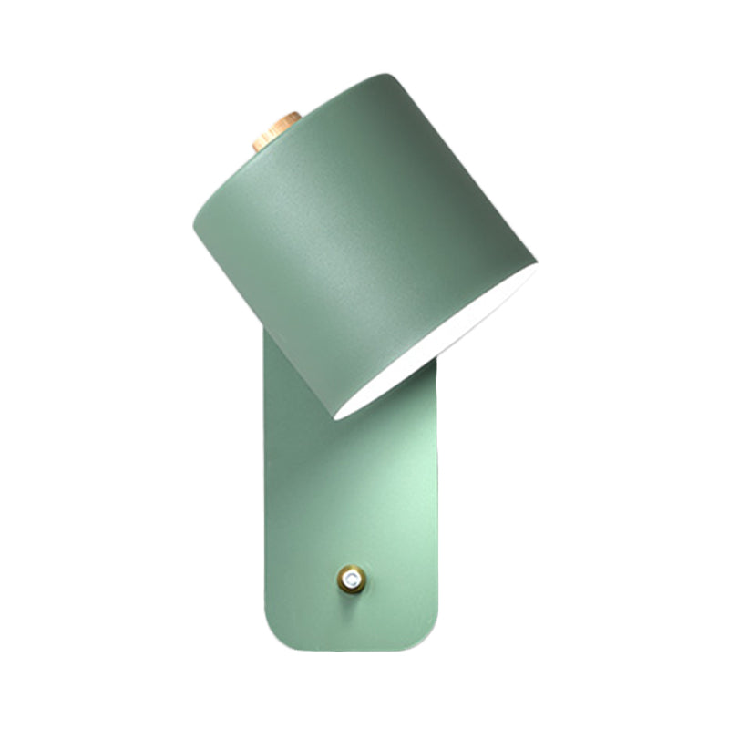 Avtoit | 1 Bulb Tube Wall Sconce Modernist Metal Wall Lighting Fixture in Gray/Green with Rectangular Back Plate