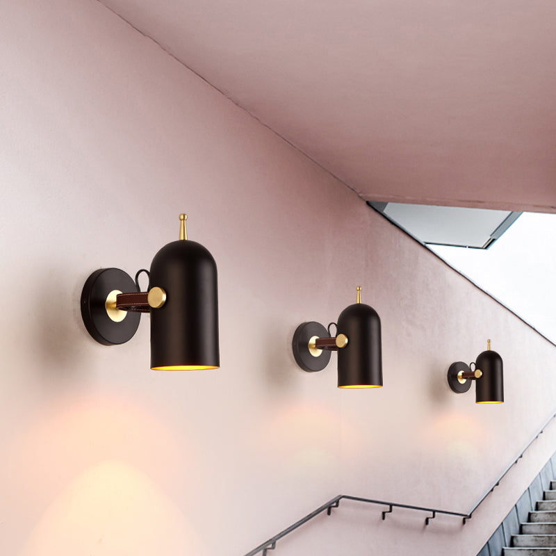 Avtoit | 1 Bulb Stair Wall Lamp Modern Black LED Wall Lighting with Extended Dome Iron Shade