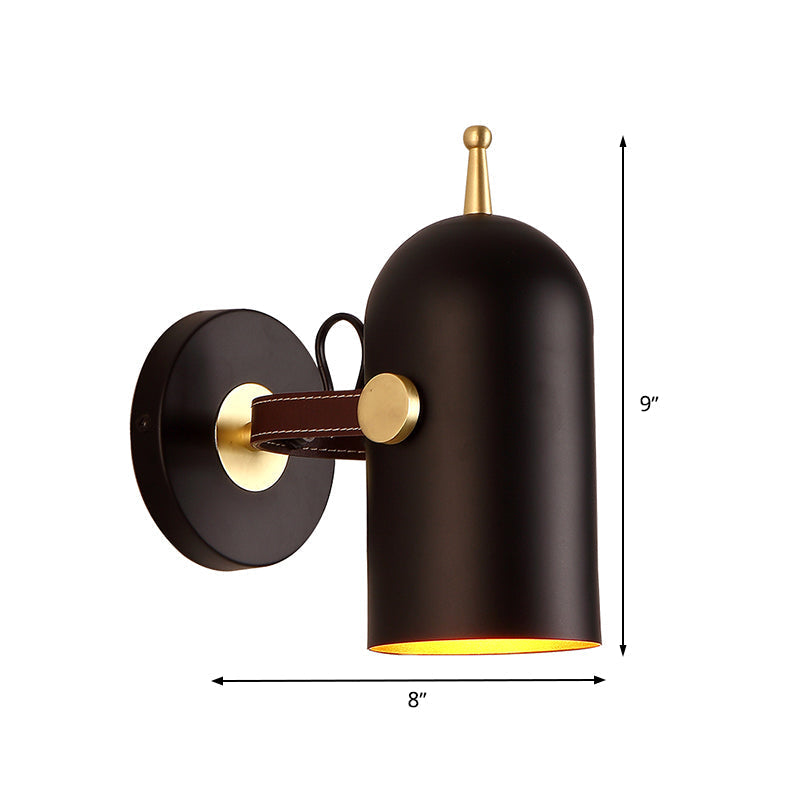 Avtoit | 1 Bulb Stair Wall Lamp Modern Black LED Wall Lighting with Extended Dome Iron Shade