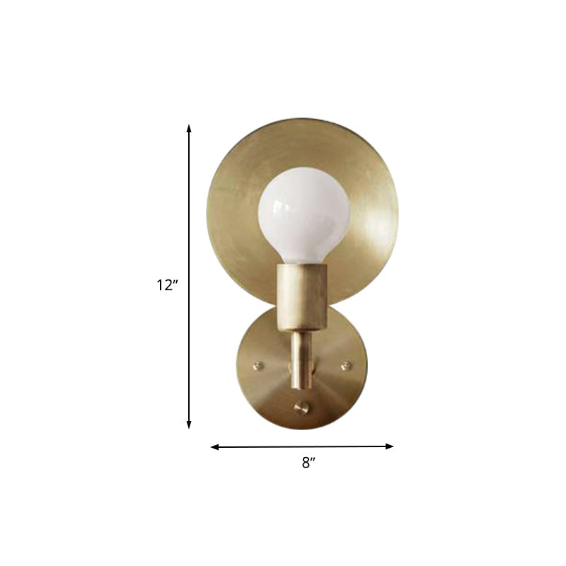 Avtoit | Modern Bare Bulb Metal Wall Lamp 1 Head LED Wall Light Fixture in Gold for the Living Room