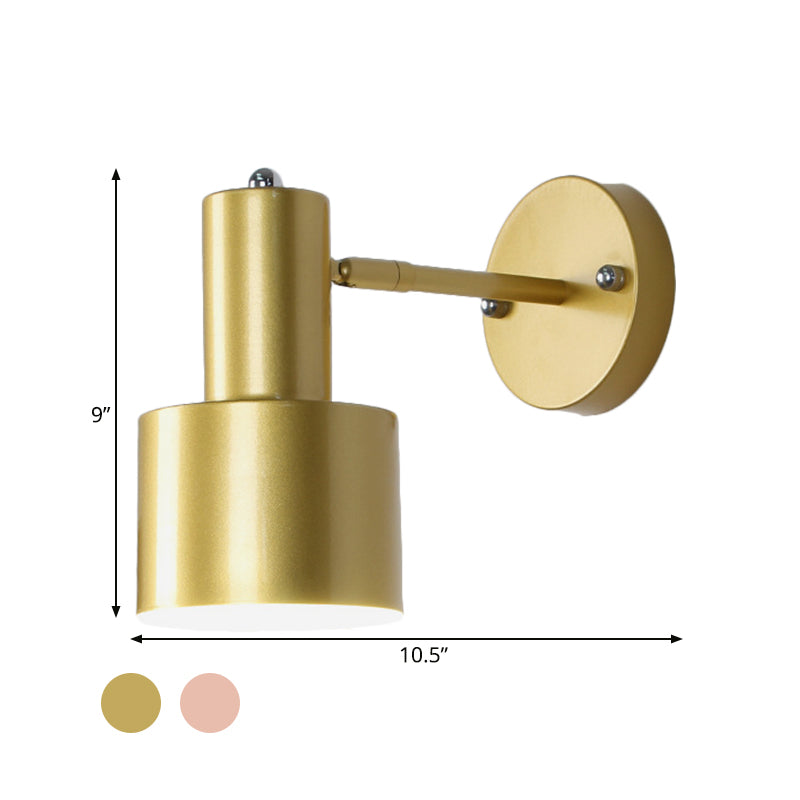 Avtoit | Simplicity 1-Bulb Wall Lighting Gold/Rose Gold Cylinder Wall Light with Metal Shade for the Bedroom
