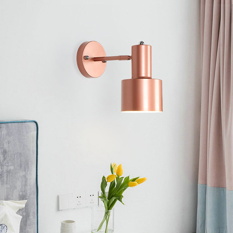 Avtoit | Simplicity 1-Bulb Wall Lighting Gold/Rose Gold Cylinder Wall Light with Metal Shade for the Bedroom