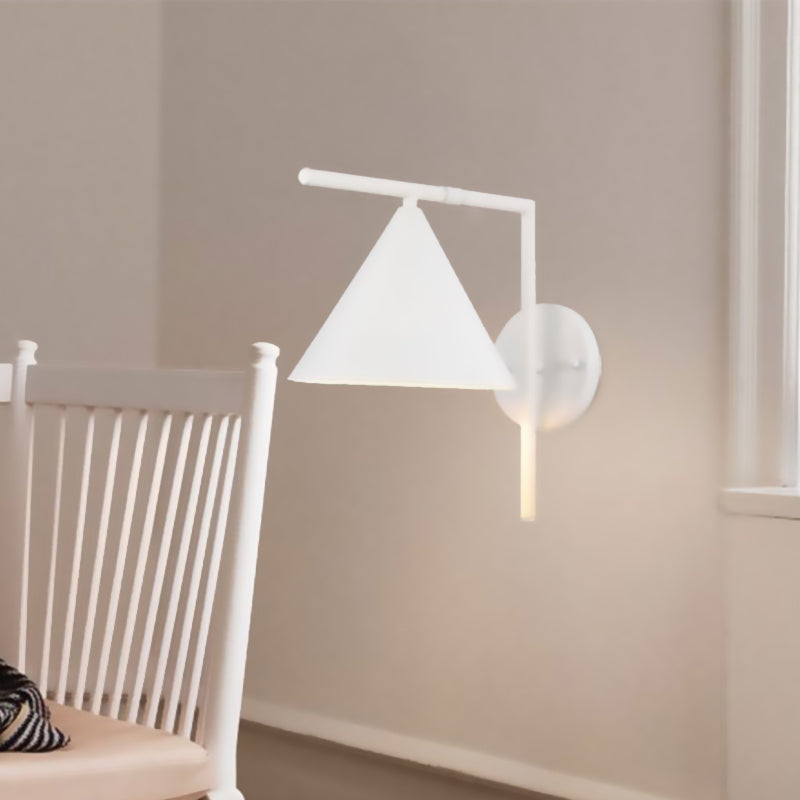 Avtoit | Conical Wall Application Lighting Contemporary Metal 1 Head Black/White/Gold Wall Lamp for Bedroom