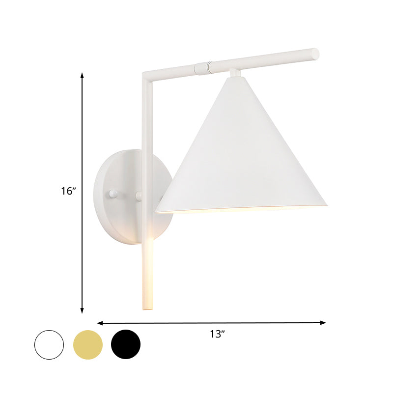 Avtoit | Conical Wall Application Lighting Contemporary Metal 1 Head Black/White/Gold Wall Lamp for Bedroom