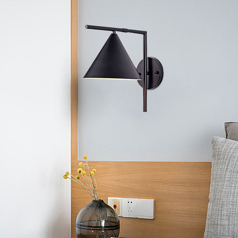 Avtoit | Conical Wall Application Lighting Contemporary Metal 1 Head Black/White/Gold Wall Lamp for Bedroom