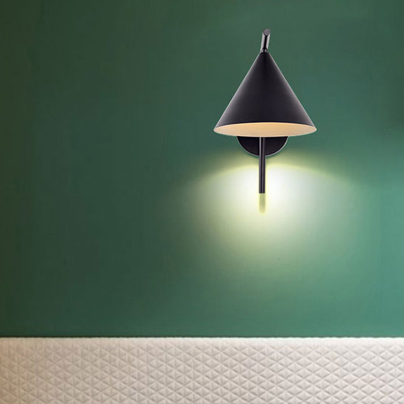 Avtoit | Conical Wall Application Lighting Contemporary Metal 1 Head Black/White/Gold Wall Lamp for Bedroom