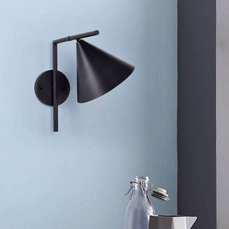 Avtoit | Conical Wall Application Lighting Contemporary Metal 1 Head Black/White/Gold Wall Lamp for Bedroom