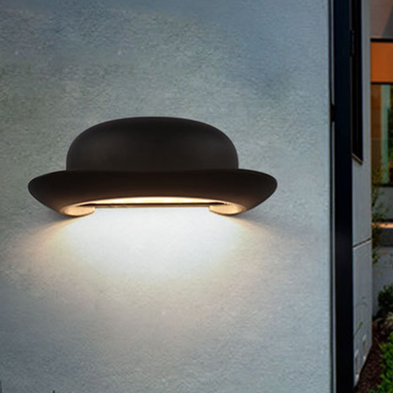 Avtoit | LED Bedroom Wall Light Modernism Black Wall Lighting with Hat Metal Shade in Warm/Natural Light