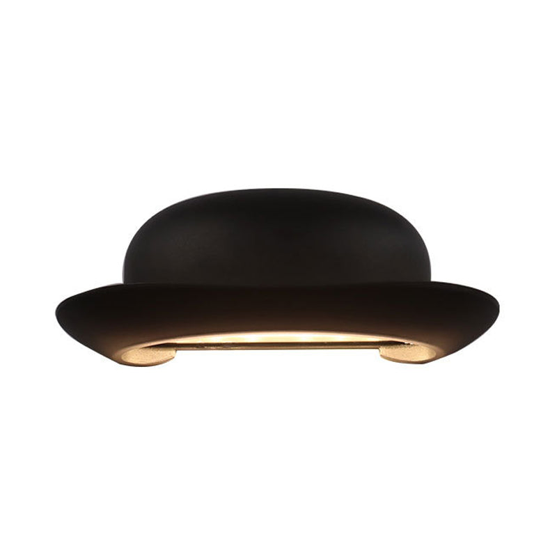 Avtoit | LED Bedroom Wall Light Modernism Black Wall Lighting with Hat Metal Shade in Warm/Natural Light