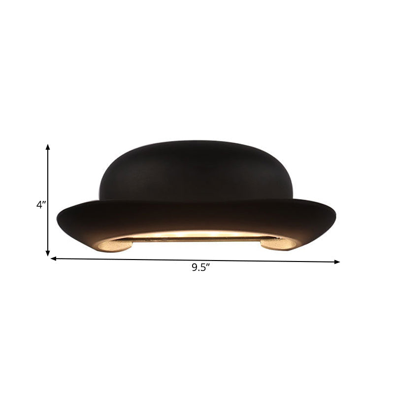 Avtoit | LED Bedroom Wall Light Modernism Black Wall Lighting with Hat Metal Shade in Warm/Natural Light