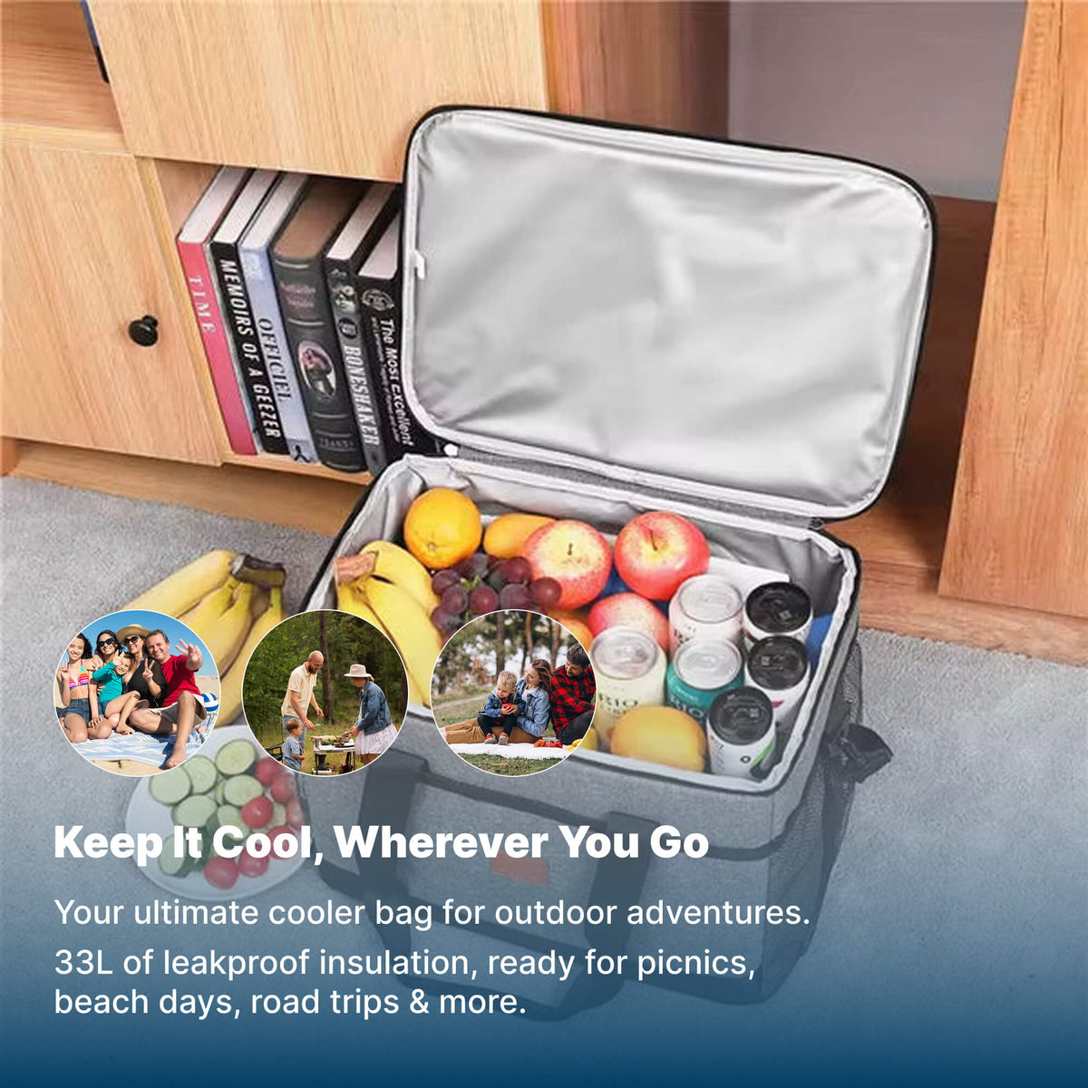Avtoit | 33L Waterproof Cooler Bag | Insulated, Spacious & Ideal for Picnics, Beach Days, Hiking, and Outdoor Activities
