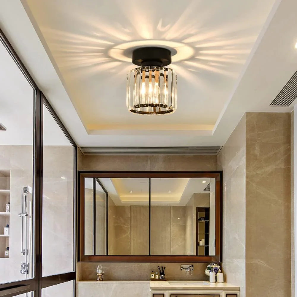 Avtoit | Modern Crystal Ceiling Light with Gold and Black Accents – Stylish Lighting for Your Home