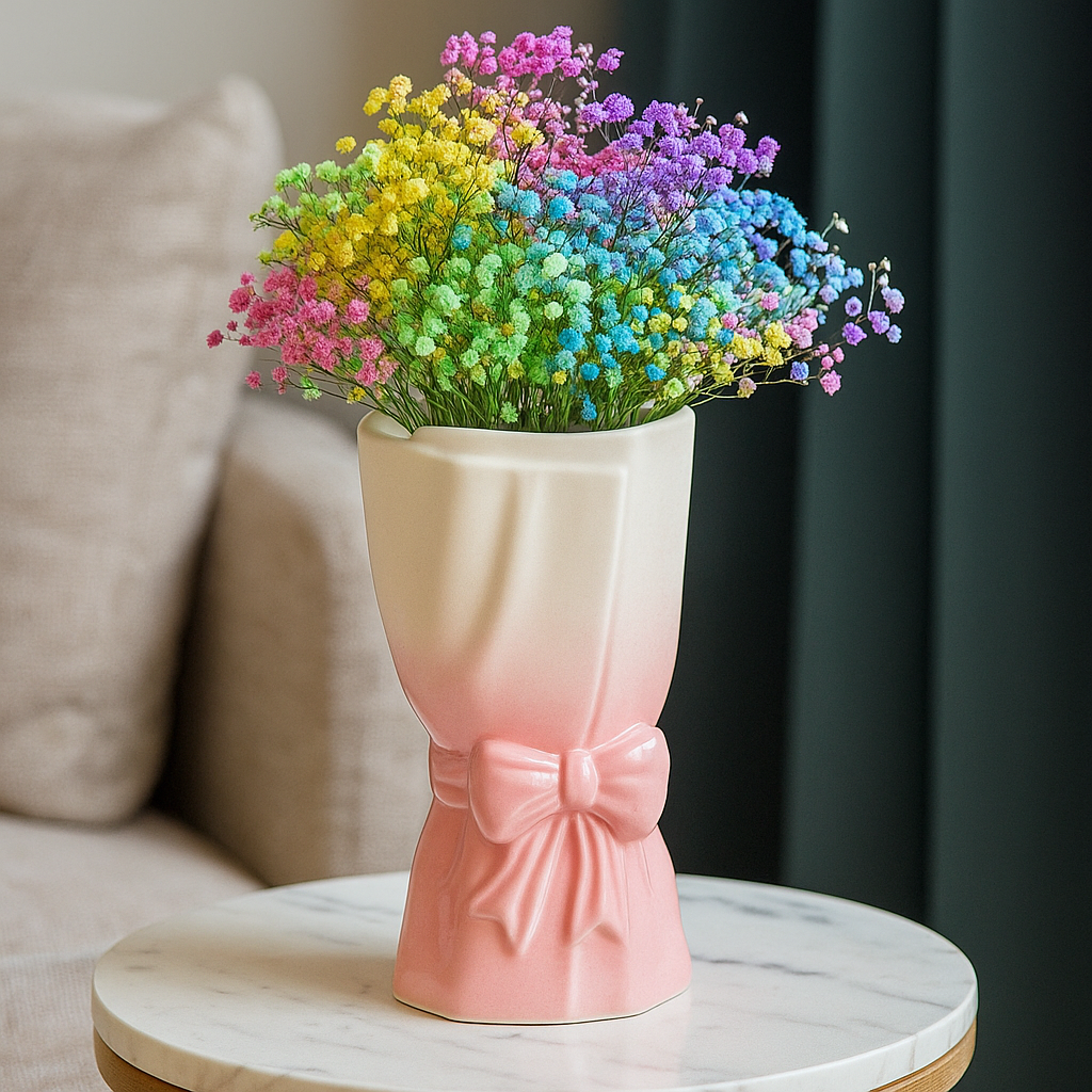 Avtoit | Ribbon Bow Ceramic Tabletop Flower Vase