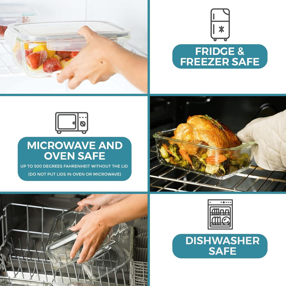 Avtoit | 8-piece set of glass food storage containers with lids