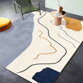 Avtoit | Retro Abstract Line Art Rug Multicolored Mid-Century Rug Synthetic Washable Stain Resistant Non-Slip Rug for the Living Room