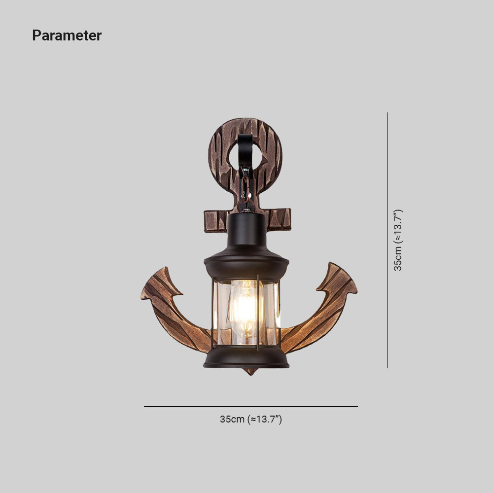 Avtoit | Vintage Anchor LED Wall Light - Industrial Metal & Wood for Dining Room/Living Room