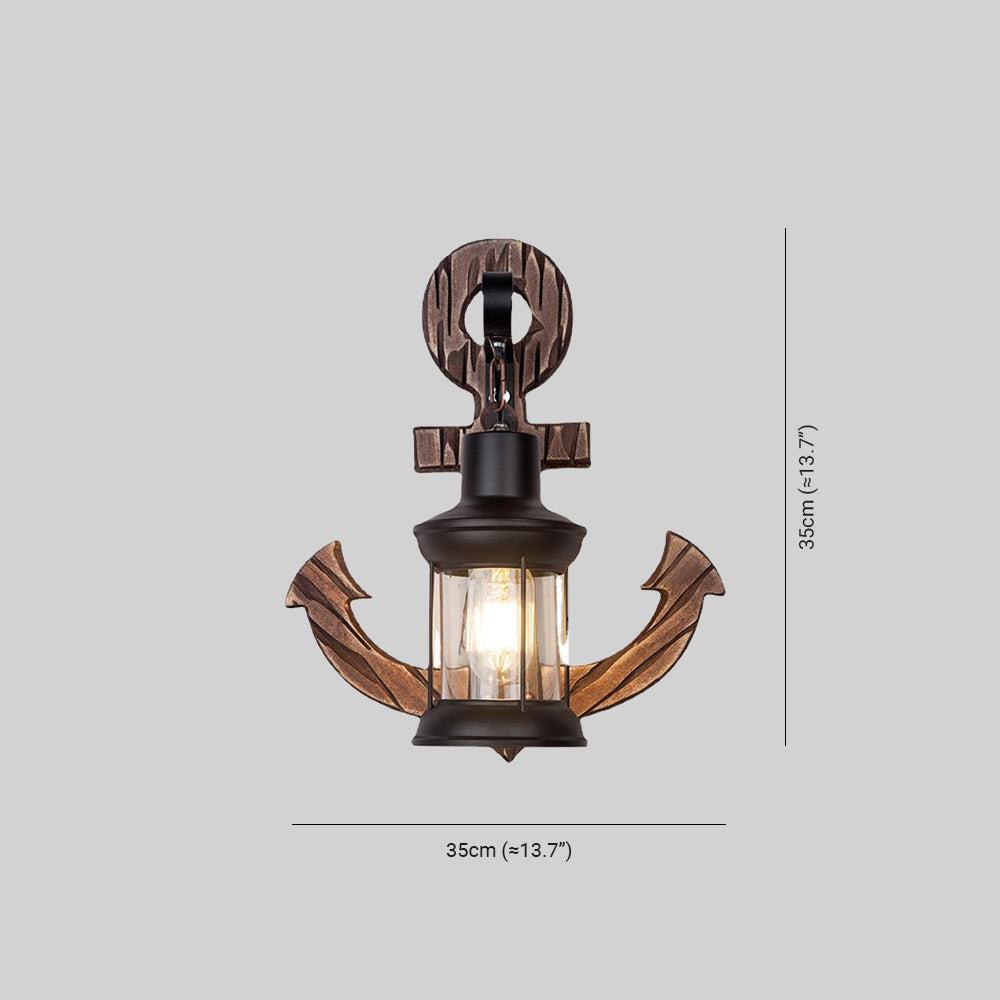 Avtoit | Rustic Wood Anchor Wall Lamp with Lantern