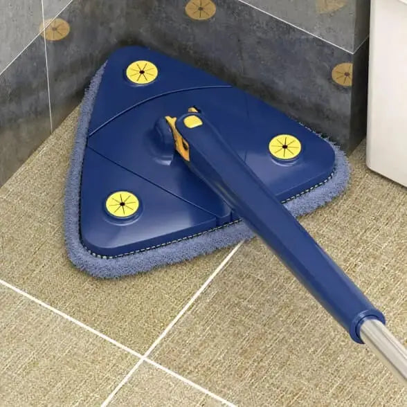 360-Degree Spin Mop with Triangular Head and Adjustable Pole
