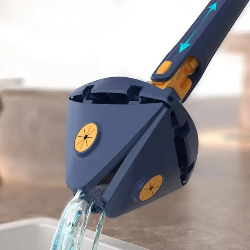 360-Degree Spin Mop with Triangular Head and Adjustable Pole