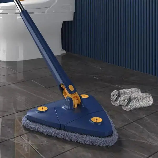 360-Degree Spin Mop with Triangular Head and Adjustable Pole