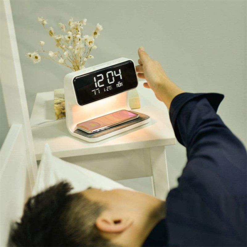 Avtoit | 3-in-1 Bedside Lamp with Wireless Charger – LCD Alarm Clock & Touch Dimmable LED Table Lamp