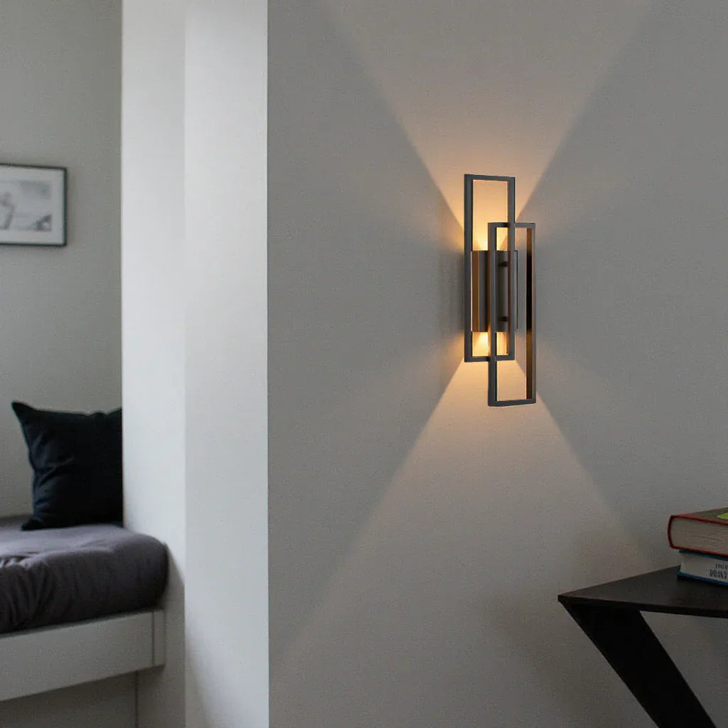 Avtoit | Modern Geometric LED Wall Light – Rectangle Design with Remote Dimming (Black or Copper Finish)