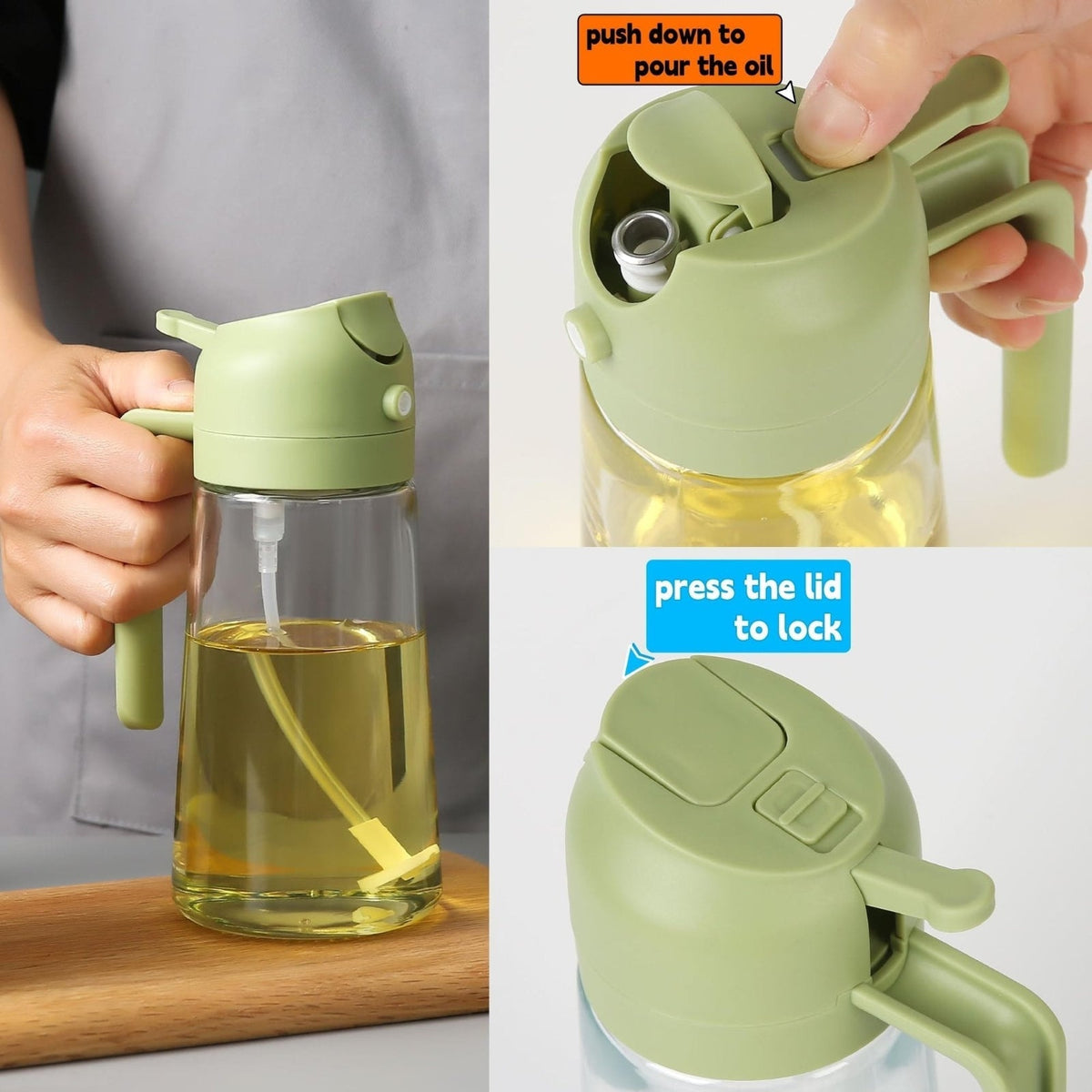 Avtoit | 2-in-1 Oil Dispenser Bottle | Oil Sprayer and Dispenser | Healthy Cooking