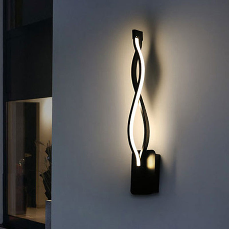 Avtoit | Contemporary LED Wall Lighting Black/White Curved Wall Lamp with Acrylic Shade, Warm/White Light